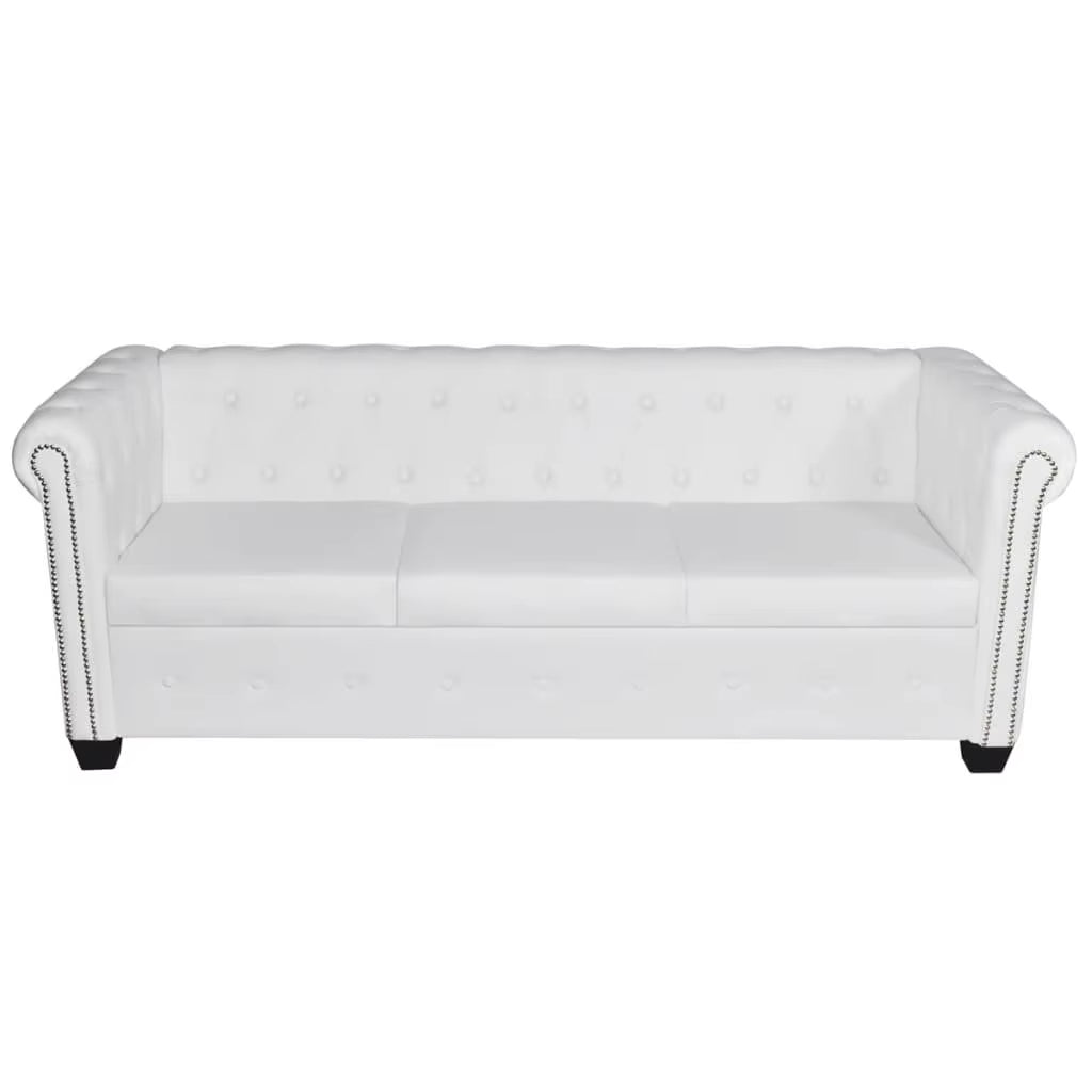 Canapé blanc élégant en simili cuir 3 places pour salon moderne