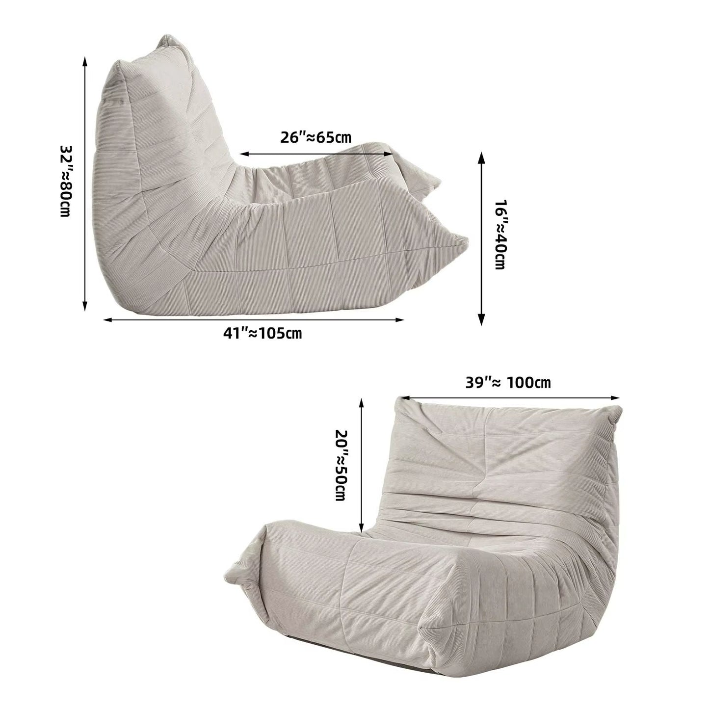 Fauteuil Togo confortable type pouf pour salon, chambre ou lecture