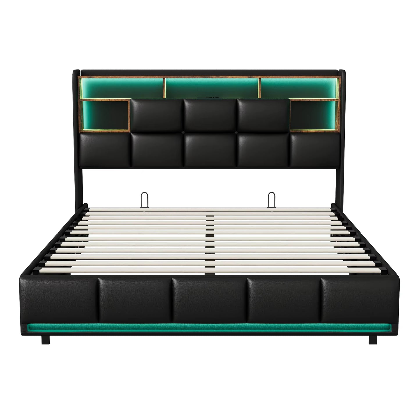 Lit rembourré PU avec rangement hydraulique 160x200 cm, LED et USB