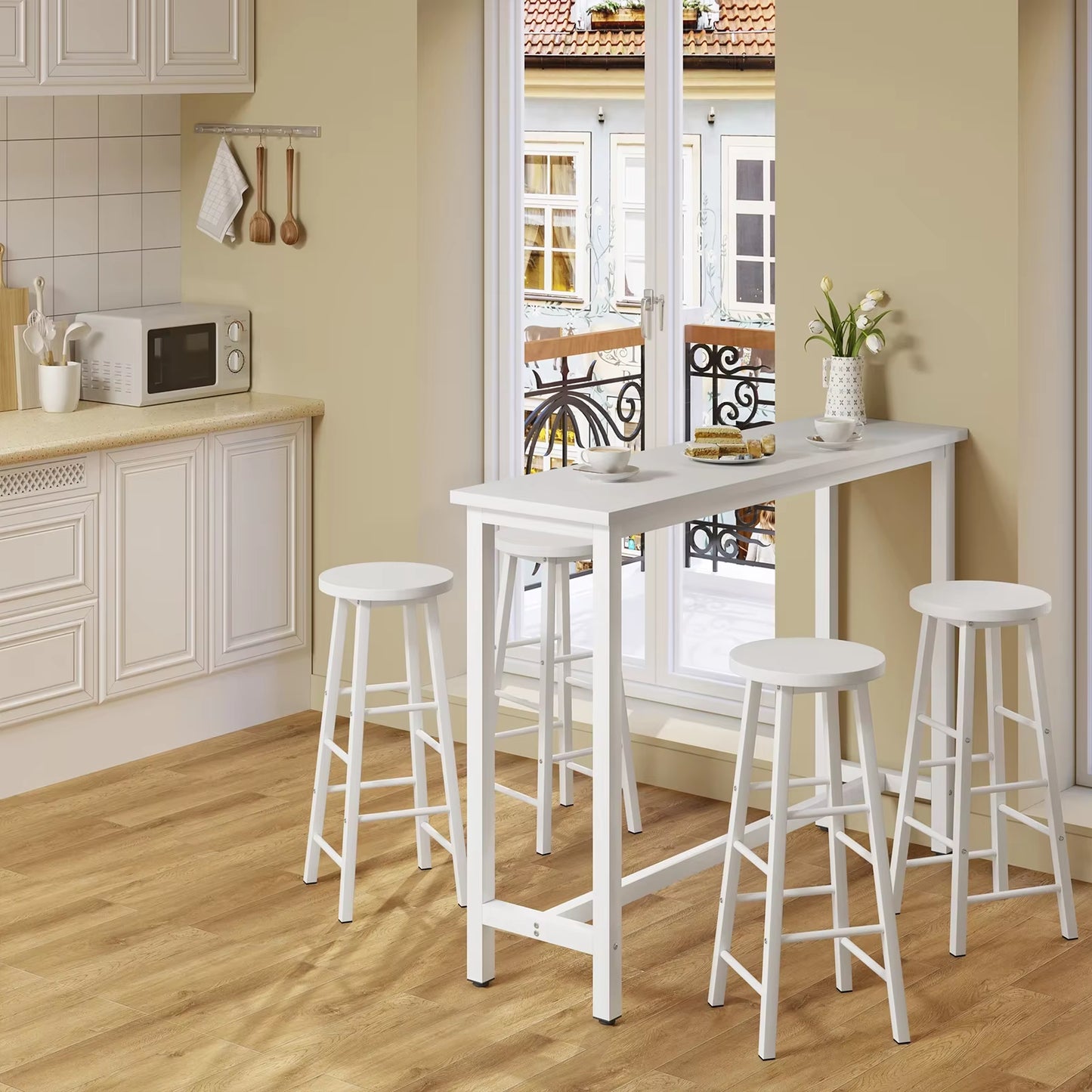 Table bar avec tabouret, petit déjeuner cuisine, salon café et entrée