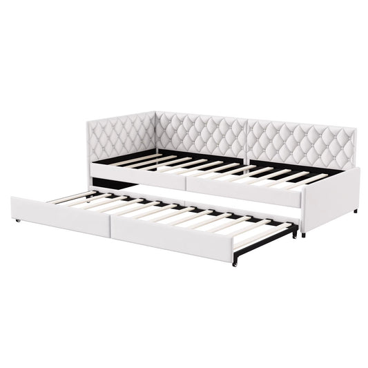 Canapé convertible 1 place en velours beige avec lit multifonction