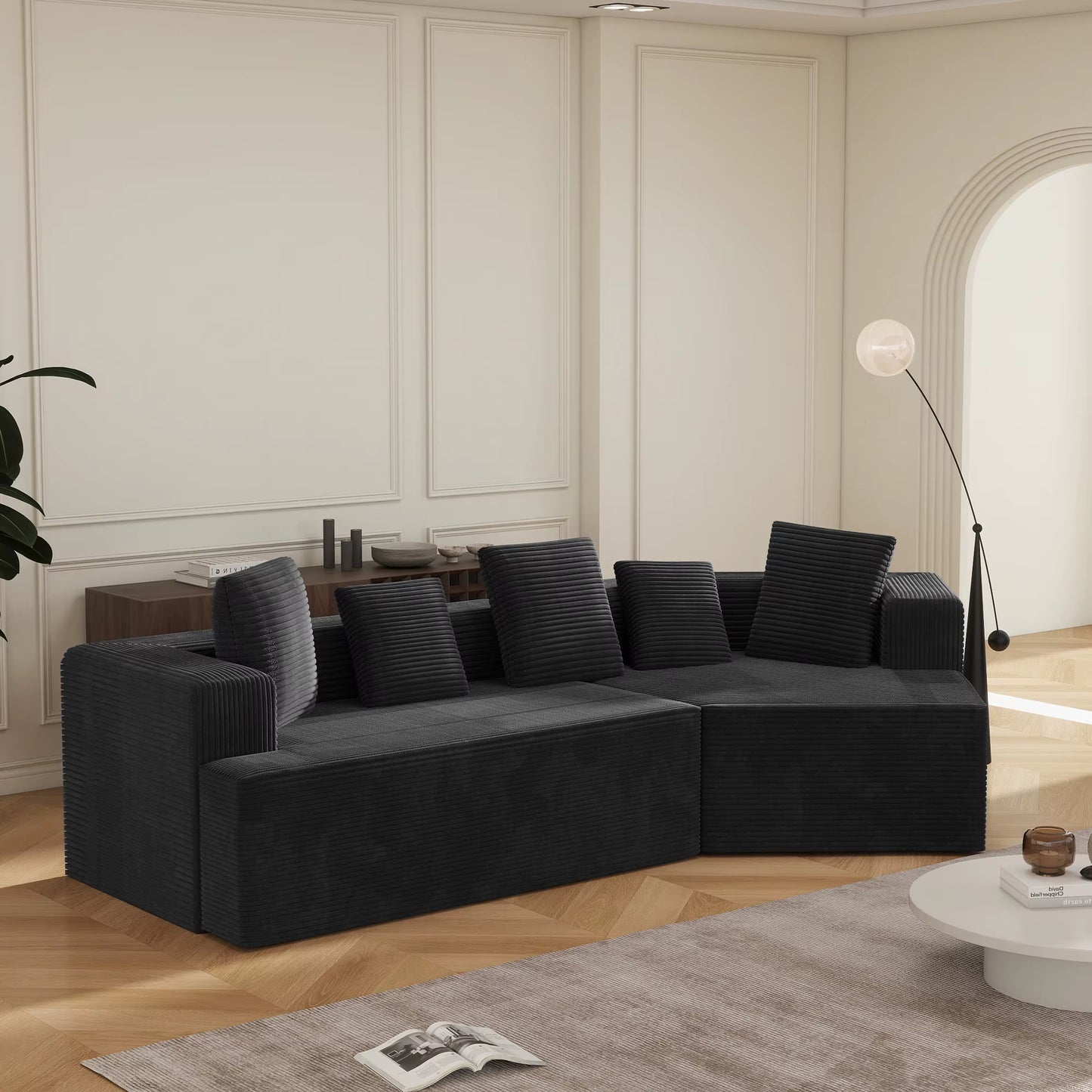 Canapé modulable style nuage avec coussins moelleux et housse douce