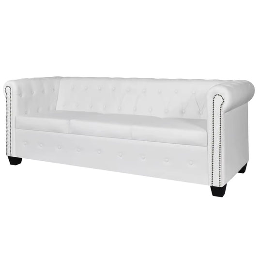 Canapé blanc élégant en simili cuir 3 places pour salon moderne
