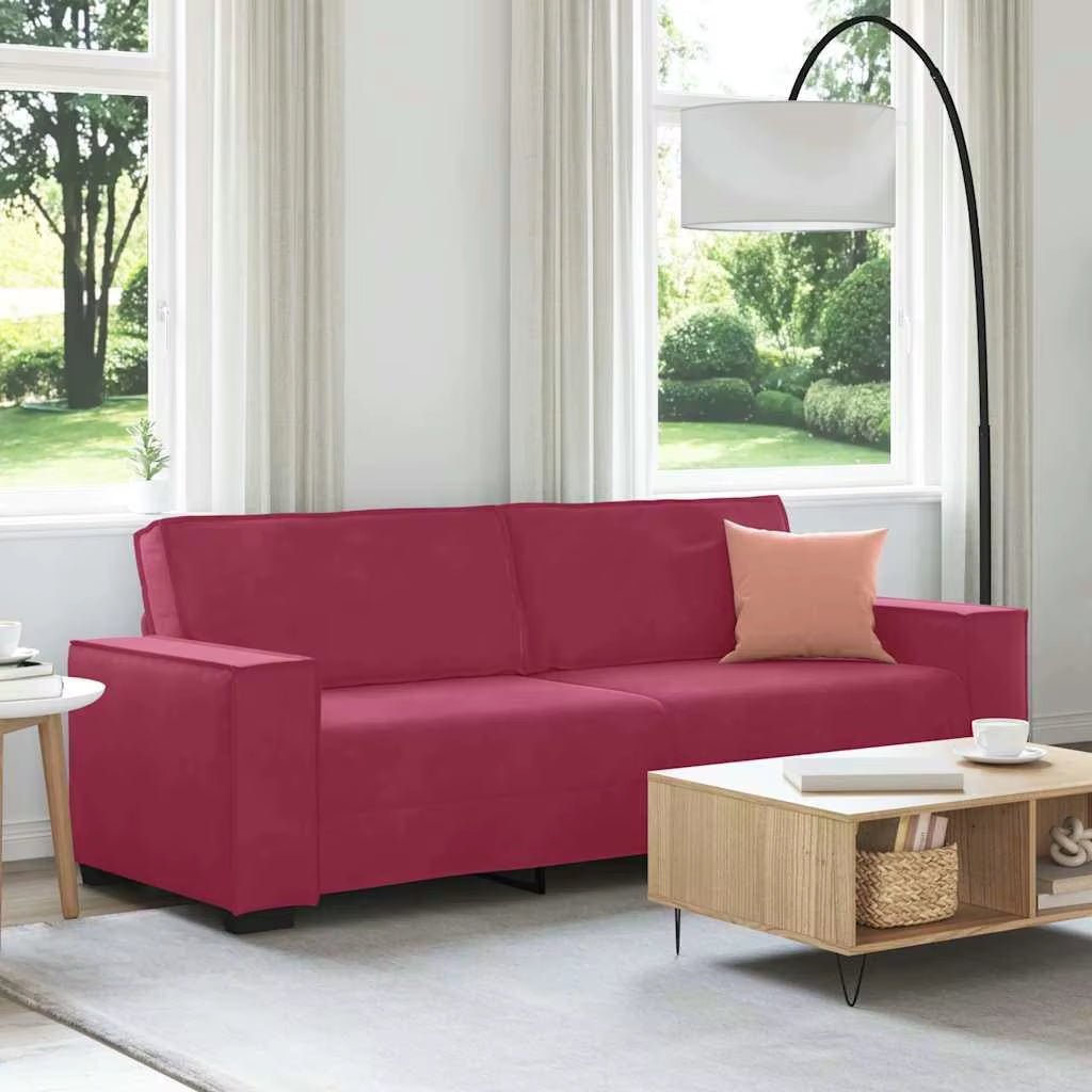 Canapé 3 places 180 cm Bordeaux en velours doux, style moderne