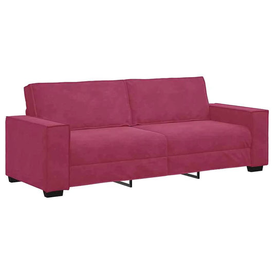 Canapé 3 places 180 cm Bordeaux en velours doux, style moderne