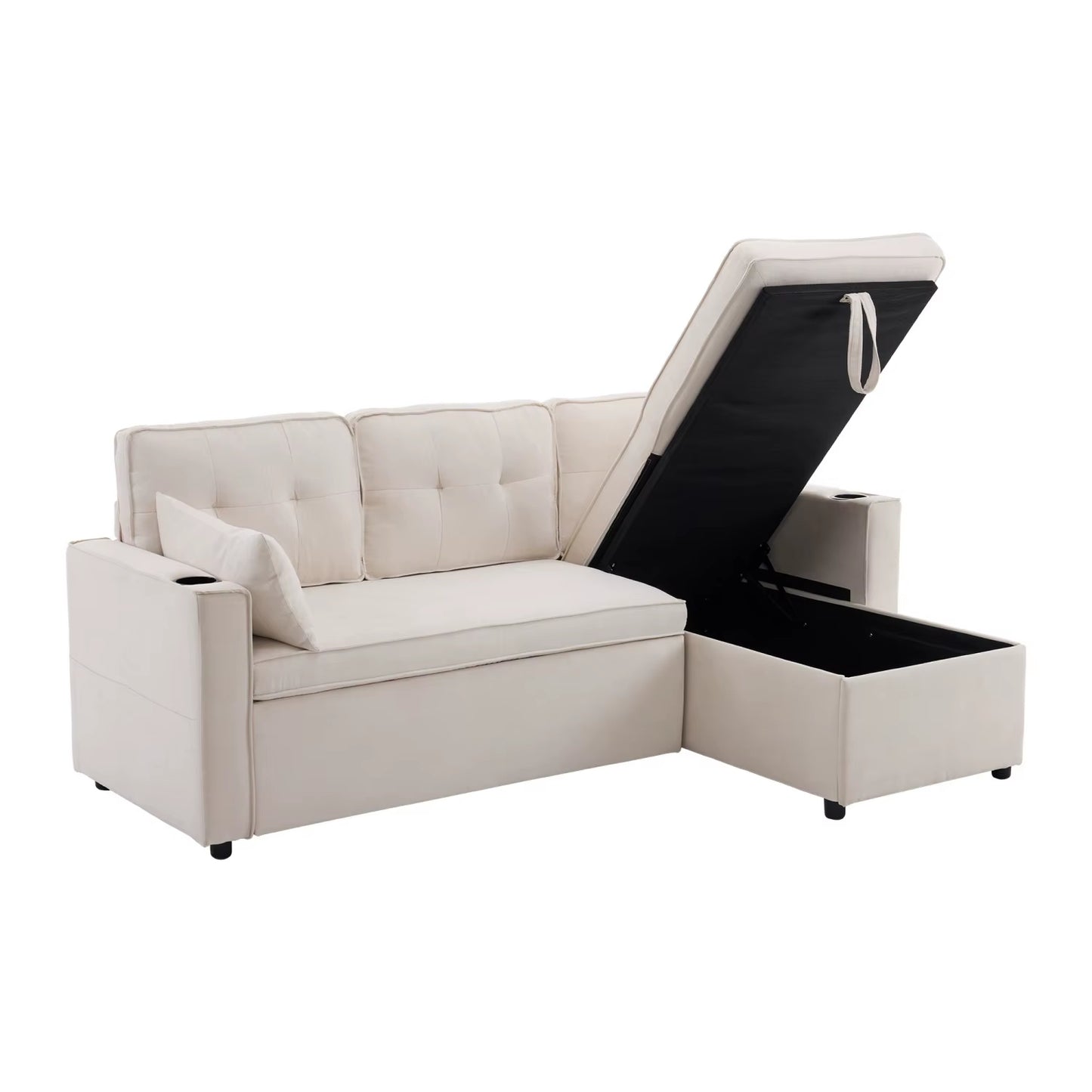 Canapé d’angle de luxe avec rangement, style italien avec méridienne