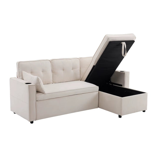 Canapé d’angle de luxe avec rangement, style italien avec méridienne