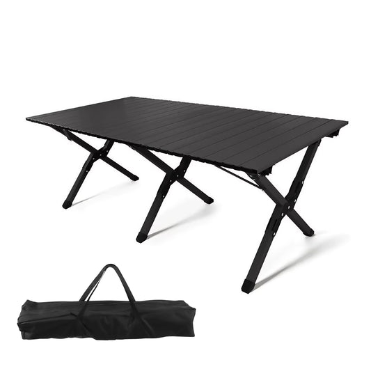 Table de camping pliante portable, enroulable, 50kg, hauteur réglable, 4-6 pers