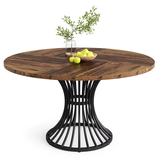 Table ronde 47" style ferme pour 4-6 personnes cuisine industrielle