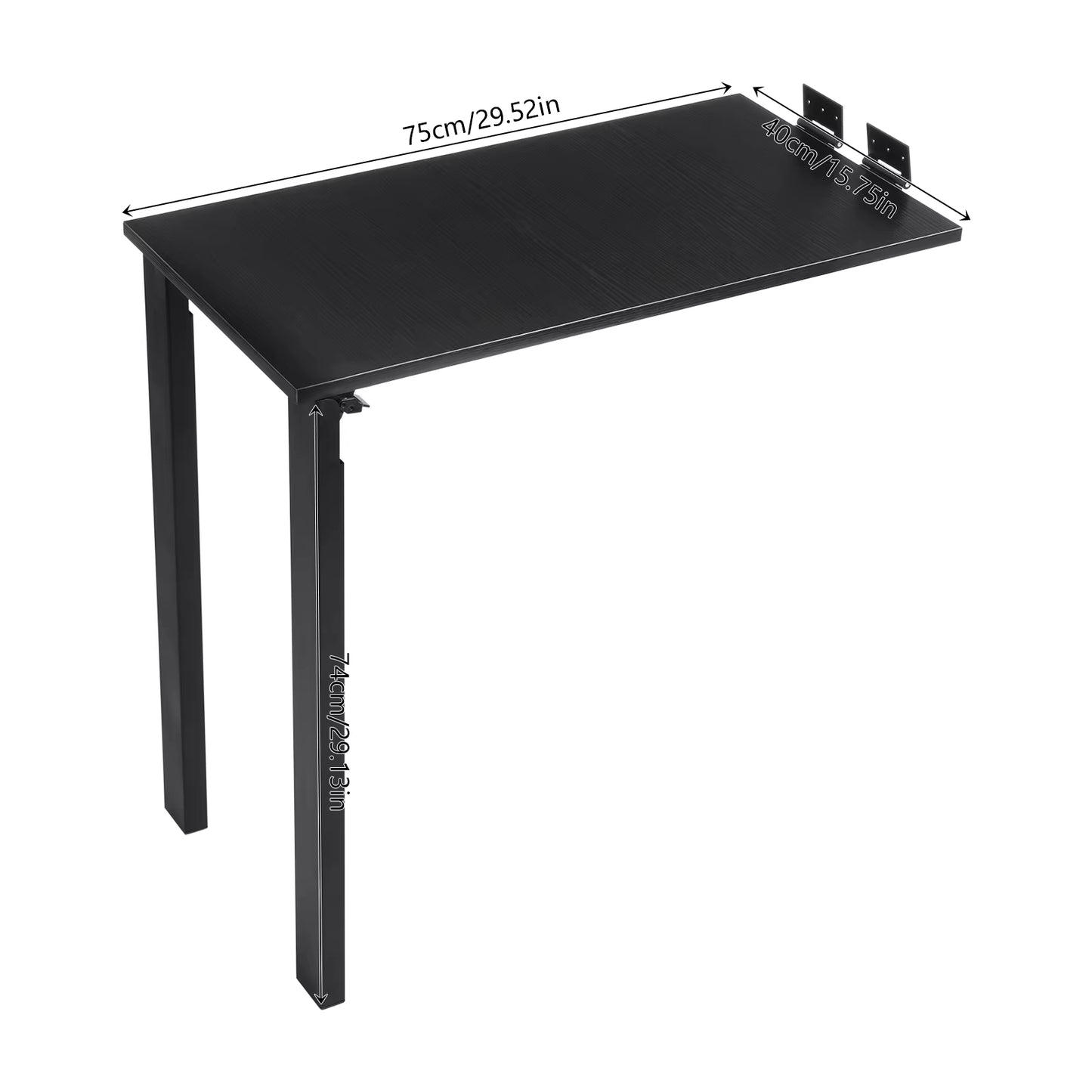 Table murale pliante 75x40x74cm avec pieds, petite table pour petit espace