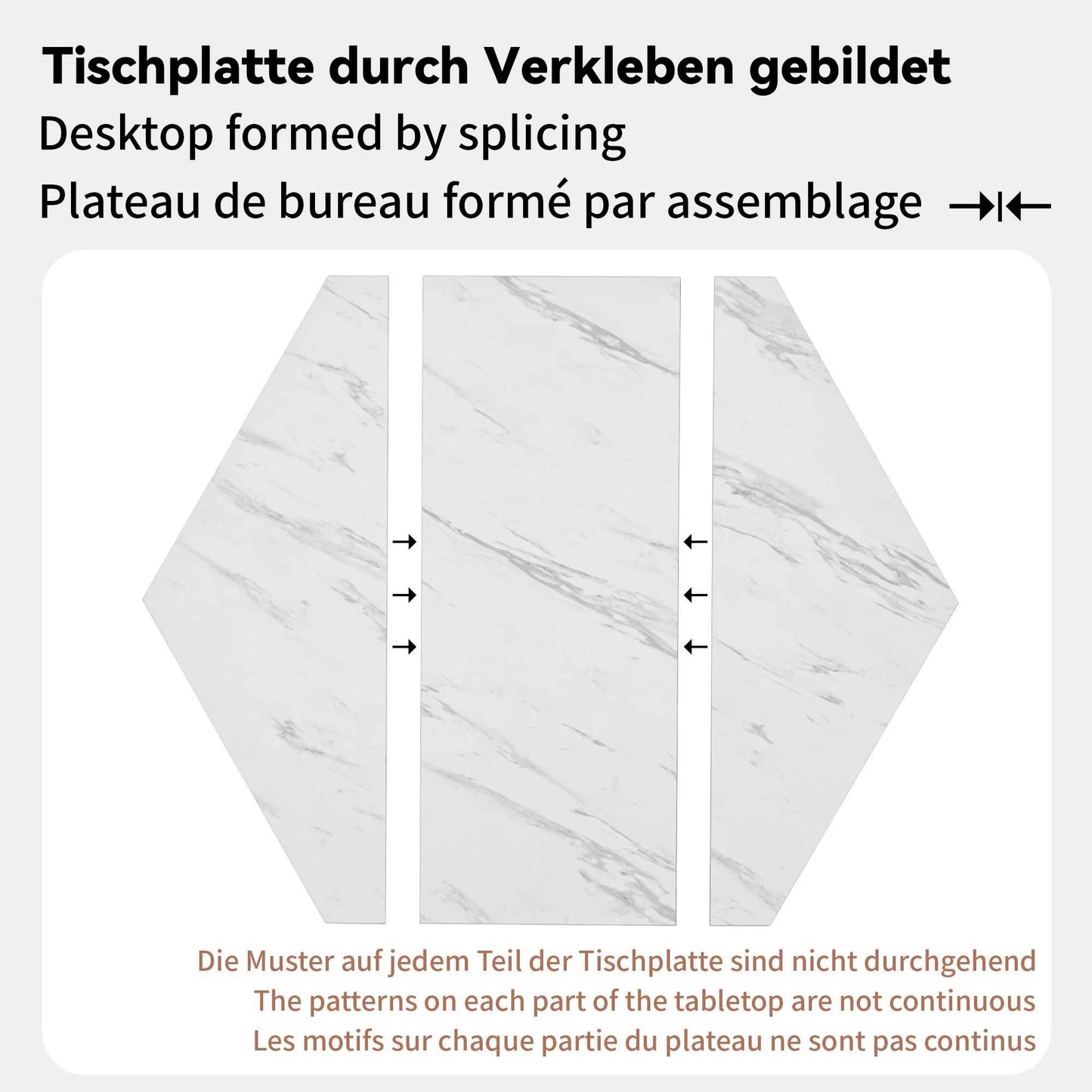 Table hexagonale moderne en marbre avec cadre métal doré, salle à manger